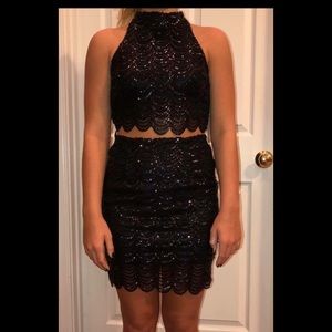 Black Sequin 2 piece, Size Small